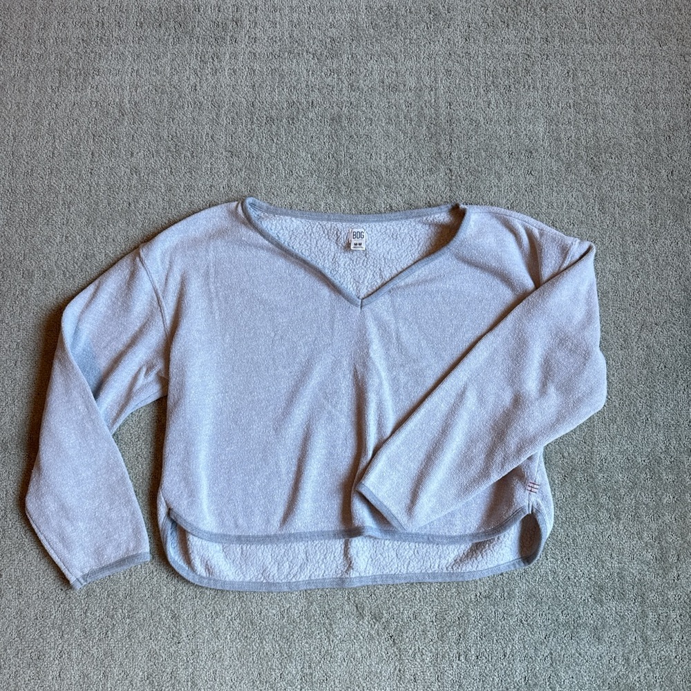 BDG Light Gray V-Neck Sweatshirt